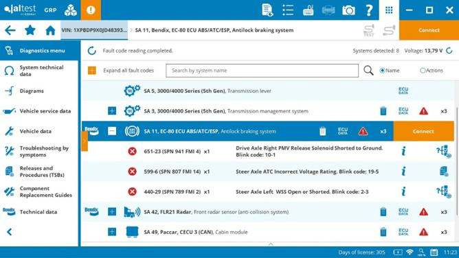 User friendly_Jaltest_Bendix_Acom_ABS_Software_Diagnostic_Menu