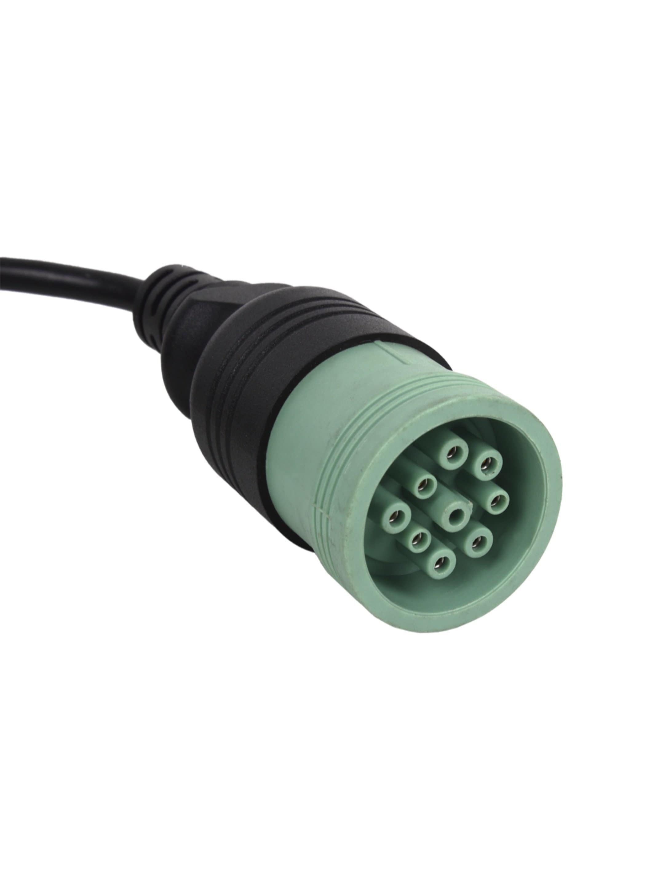 JDC217.9 Deutsch 9 Pin Type 2 Green Diagnostics Cable - Jaltest Agricultural, Construction, Heavy Equipment MH & Power Systems Diagnostic Tool
